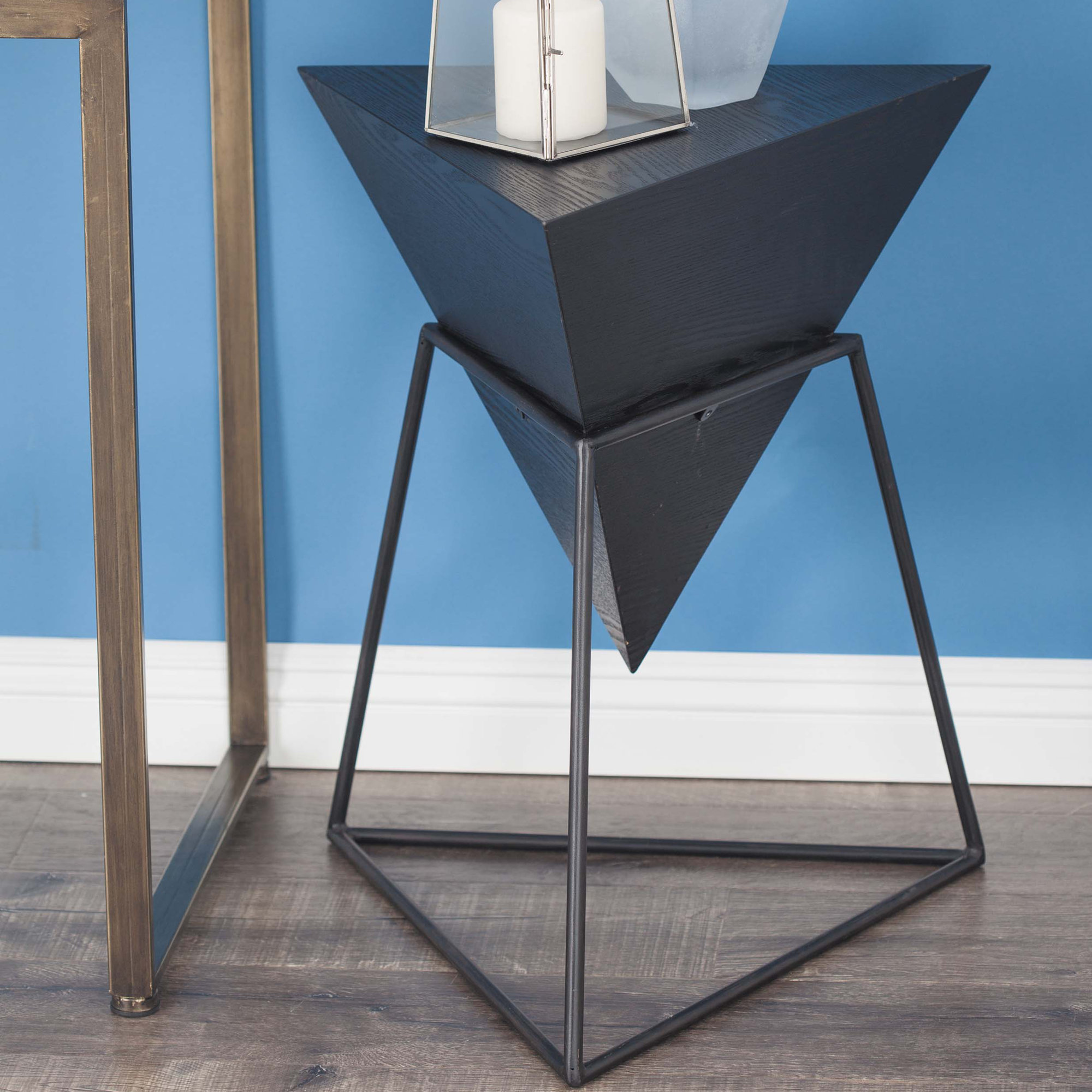 Cole & Grey Wood/Metal Triangle End Table Wayfair.ca